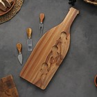 Набор для подачи сыра Magistro Bottle, 3 ножа, 48×17×1.5 см, акация - Фото 2