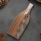 Набор для подачи сыра Magistro Bottle, 3 ножа, 48×17×1.5 см, акация - Фото 5