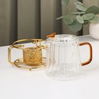 Набор чайный из стекла «Блаженство», 2 предмета: стеклянный чайник 600 мл, 11×12,5 см, подставка 12×6,5 см - Фото 2