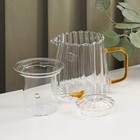 Набор чайный из стекла «Блаженство», 6 предметов: чайник 600 мл, чаша 150 мл, блюдце d=12см, подставка 12×6,5 см - Фото 3