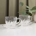 Набор чайный из стекла «Блаженство», 4 предмета: чаша 150 мл, 7×6,5 см, блюдце d=12 см - фото 2743746