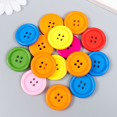 Пуговицы дерево для творчества 4 прокола «Простые», набор 15 шт., 3×3 см