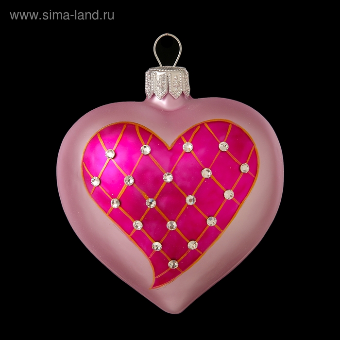 Игрушка елочная "Сердце в сердце", розовое, 7 см - Фото 1