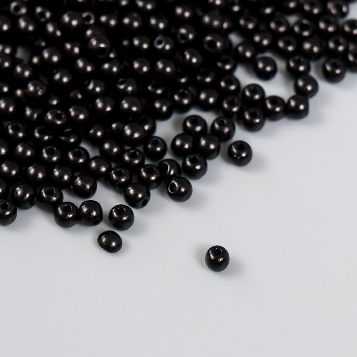 Набор бусин "Рукоделие" пластик, диаметр 4 мм, 25 гр, черный - Фото 1