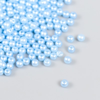 Набор бусин "Рукоделие" пластик, диаметр 4 мм, 25 гр, голубой