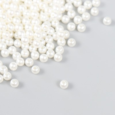 Набор бусин "Рукоделие" пластик, диаметр 4 мм, 25 гр, молочный