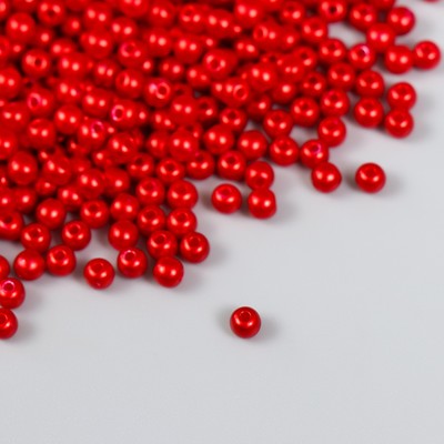 Бусины «Рукоделие» пластик, диаметр 4 мм, 25 г, алый
