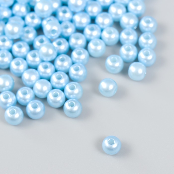 Набор бусин "Рукоделие" пластик, диаметр 6 мм, 25 гр, голубой - Фото 1