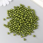 Набор бусин "Рукоделие" пластик, диаметр 6 мм, 25 гр, болотно-зеленый - фото 28483232