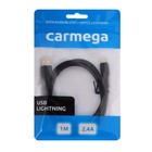 Кабель Carmega CAR-C-AL1M-BK, Lightning - USB, 2.4 А, 1 м, черный - фото 51460146 Кабель Carmega CAR-C-AL1M-BK, Lightning - USB, 2.4 А, 1 м, черный - фото 51460146