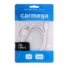 Кабель Carmega CAR-C-AC1M-WH, Type-C - USB, 2.4 А, 1 м, белый - фото 51460181 Кабель Carmega CAR-C-AC1M-WH, Type-C - USB, 2.4 А, 1 м, белый - фото 51460181