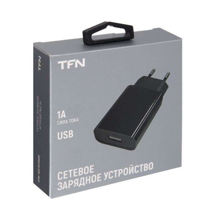 Сетевое зарядное устройство TFN WC1U1ABK, USB, 1 А, черное - фото 51460191