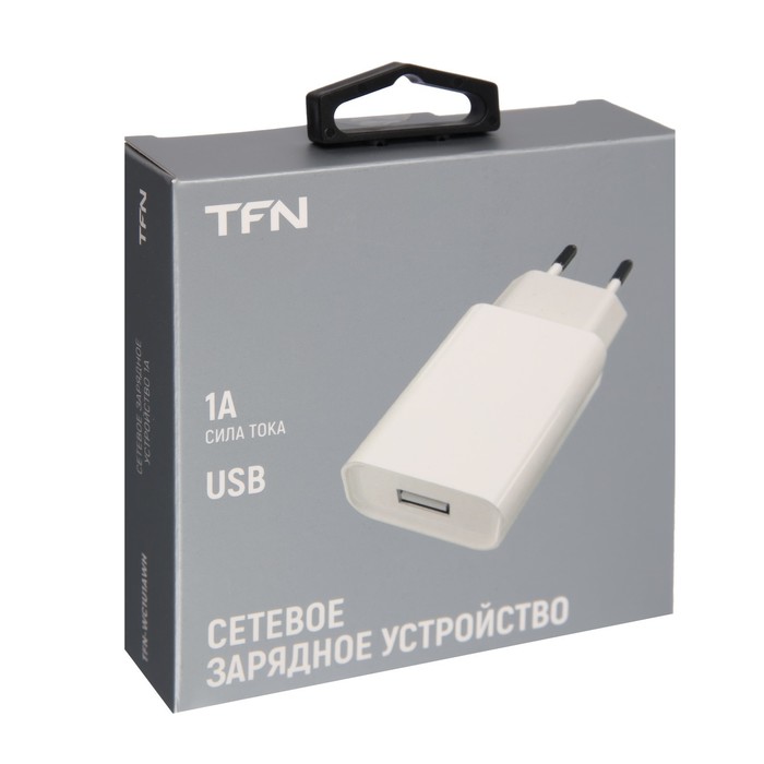 Сетевое зарядное устройство TFN WC1U1AWH, USB, 1 А, белое - фото 51460196