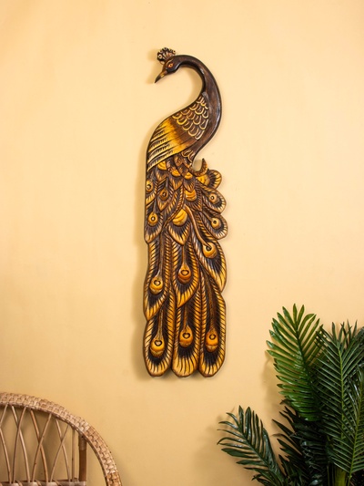 Панно настенное «Павлин», 100 см, дерево албезия