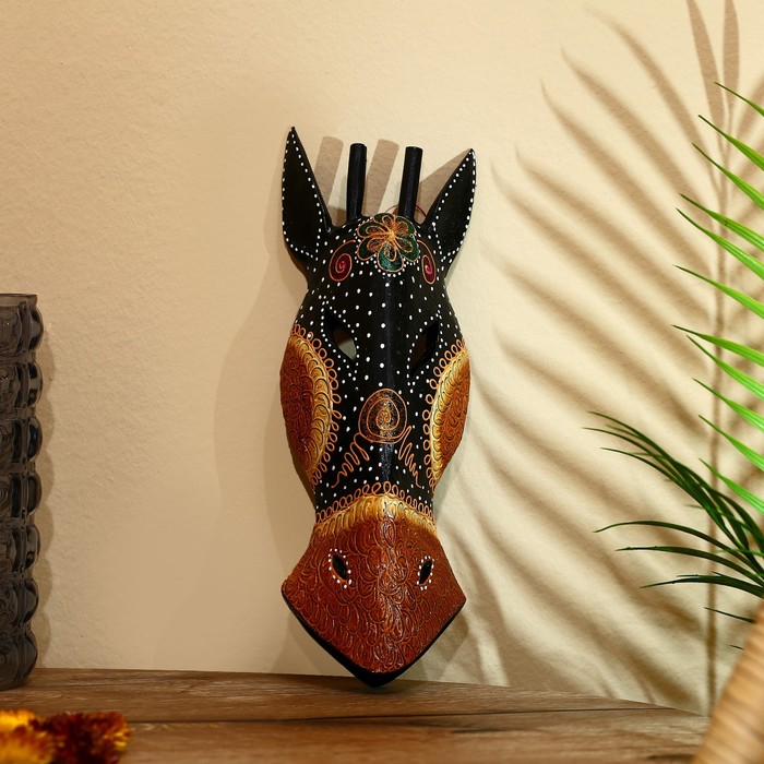 Маска «Жираф», 30 см, дерево албезия