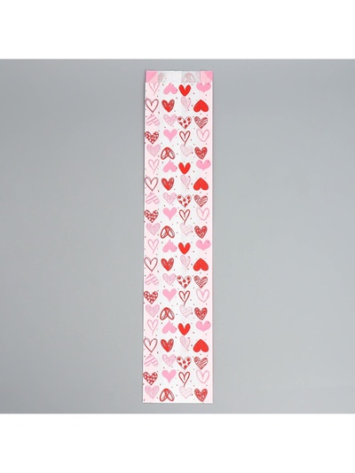 Пакет бумажный фасовочный, крафт, «Сердечки» 11×52×4.5 см без окна