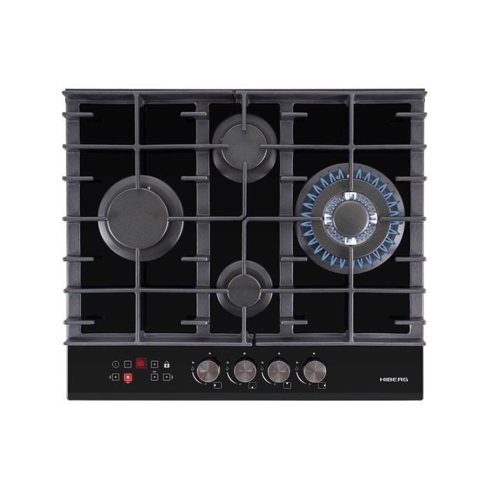 Варочная поверхность HIBERG VM 6145 B, газовая, 4 конф., газ-контроль, чёрная - Фото 1