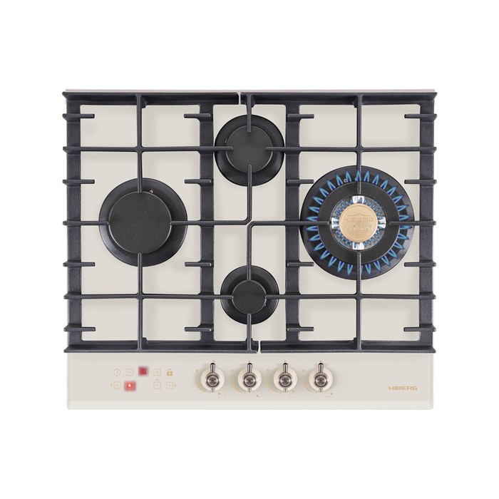 Варочная поверхность HIBERG VM 6145 RY, газовая, 4 конф., газ-контроль, бежевая - Фото 1