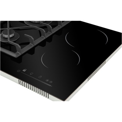 Варочная поверхность HIBERG VM 6021 B, комбинированная, 4 конфорки, газ-контроль, чёрная