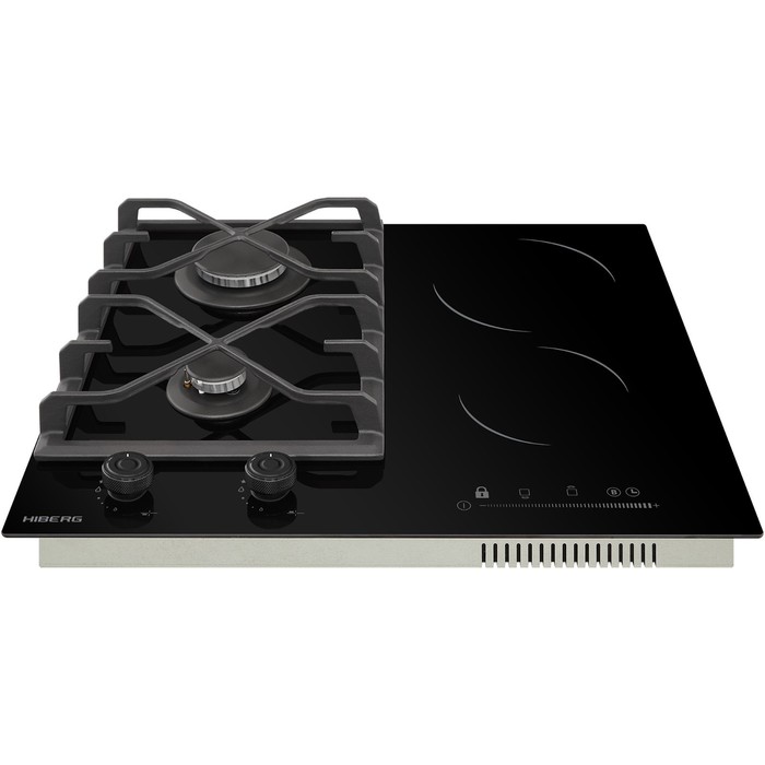 Варочная поверхность HIBERG VM 6021 B, комбинированная, 4 конфю., газ-контроль, чёрная - фото 51831727