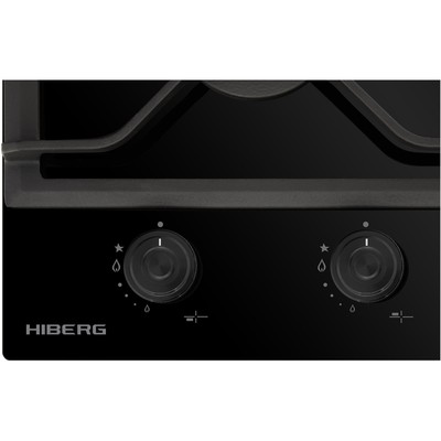 Варочная поверхность HIBERG VM 6021 B, комбинированная, 4 конфорки, газ-контроль, чёрная