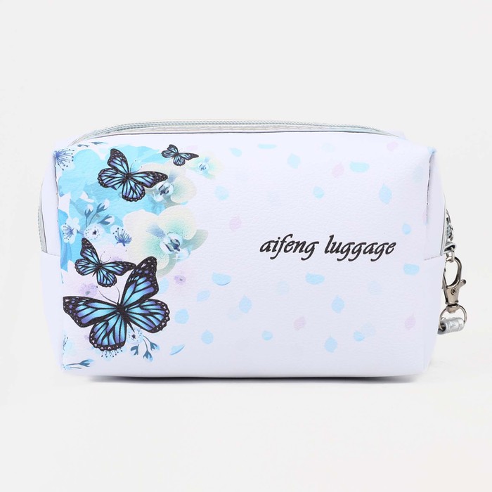 Косметичка на молнии, цвет белый/голубой 33713