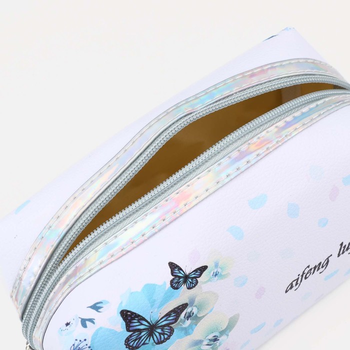 Косметичка на молнии, цвет белый/голубой 33713