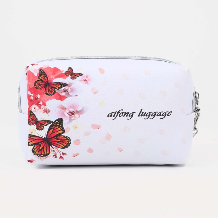 Косметичка на молнии, цвет белый/красный 33714