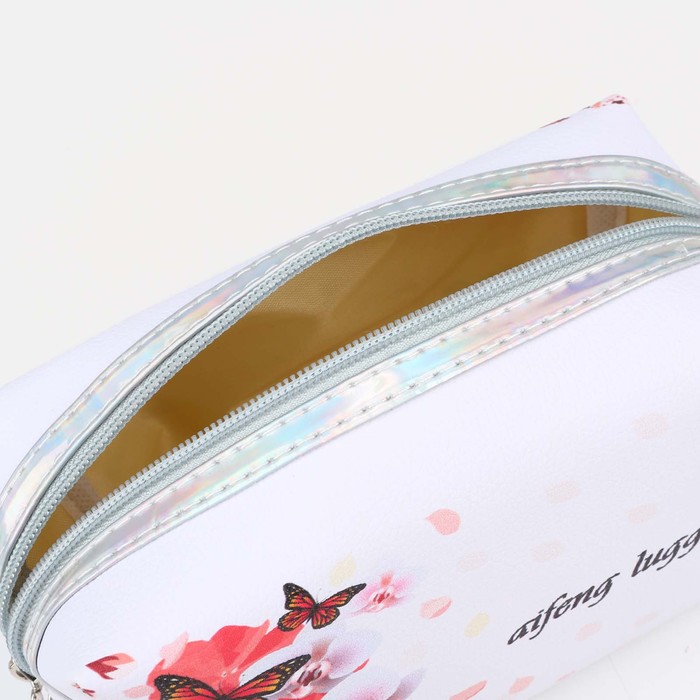 Косметичка на молнии, цвет белый/красный 33714