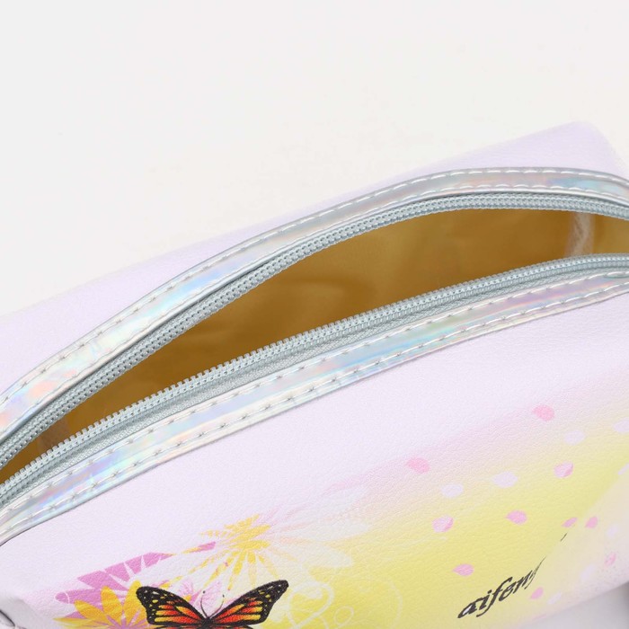 Косметичка на молнии, цвет белый/жёлтый 33715