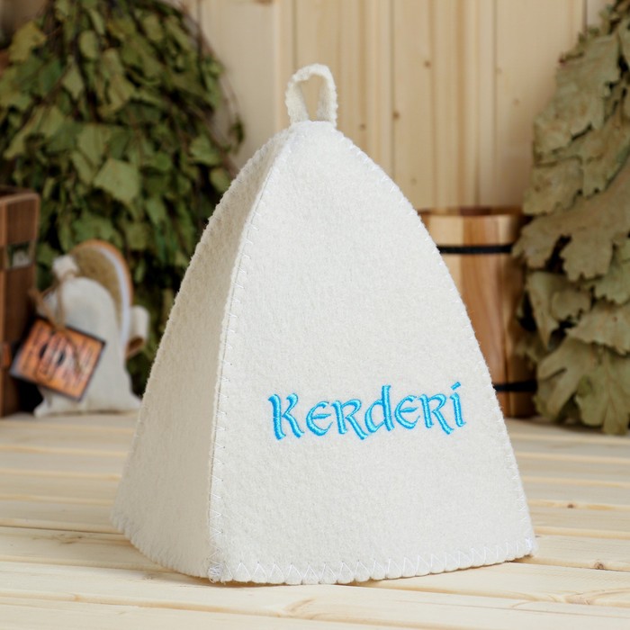 Шапка для бани с вышивкой "Kerderi" - Фото 1