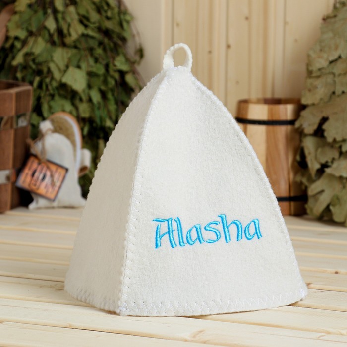 Шапка для бани с вышивкой "Alasha" - Фото 1