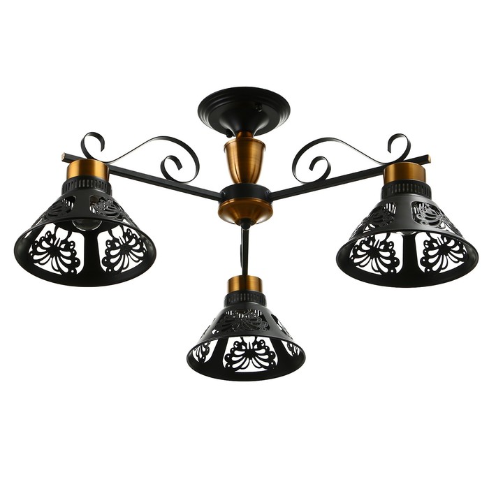 Люстра "Сина" 3хЕ27 40Вт черно-золотой 65х65х28 см BayerLux - Фото 1