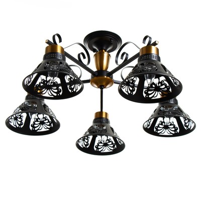 Люстра BayerLux «Сина», 5хЕ27, 40 Вт, чёрно-золотой, 65×65×28 см