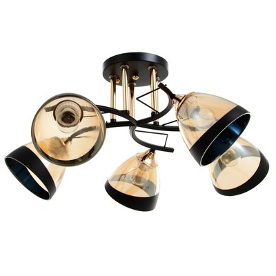 Люстра потолочная BayerLux «Аделла», 5хЕ27, 40 Вт, чёрно-золотой, 65×65×26 см