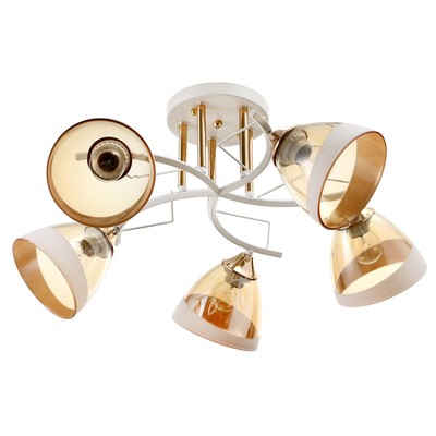 Люстра потолочная BayerLux «Аделла», 5хЕ27, 40 Вт, бело-золотой, 65×65×26 см