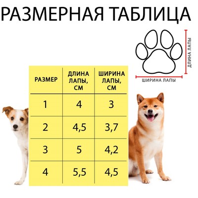 Ботинки для животных «Элеганс», набор 4 шт., размер 1 (подошва 4×3 см) коричневые