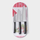 Набор кухонных ножей Доляна Fоlk, набор 3 шт, лезвие: 10 см, 13,5 см, 17 см, цвет чёрный - фото 4374490