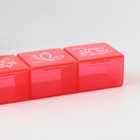 Таблетница «Нежность», 3 секции, красная, 7,3 х 1,5 см - фото 7803903