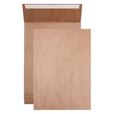 Пакет почтовый крафт C4 229×324×40 мм, без подсказа, без окна, отрывная лента, 130 г/м