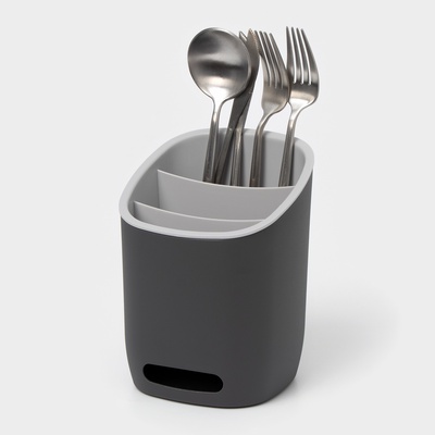 Подставка для столовых приборов IDEA «ИЗЛИ», 25×14.5×19 см, пластик, графитовая