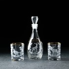 Набор подарочный «Трофейная охота», стеклянный, 3 предмета: графин «Цезарь»+ 2 стакана 250 мл - фото 10330937
