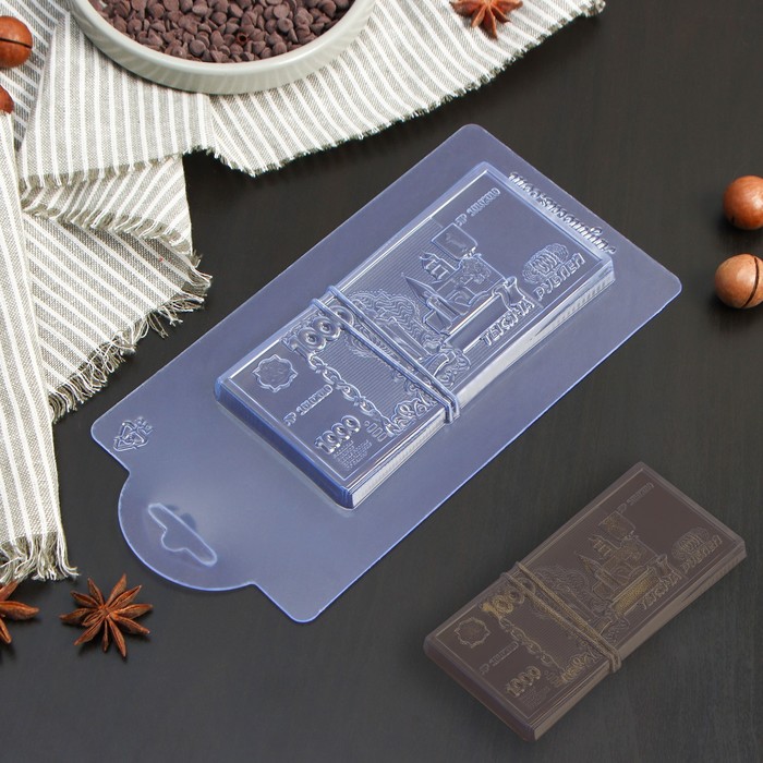 Форма для шоколада и конфет пластиковая «1000 рублей», 15,1×7,4×1,2 см, цвет прозрачный - Фото 1