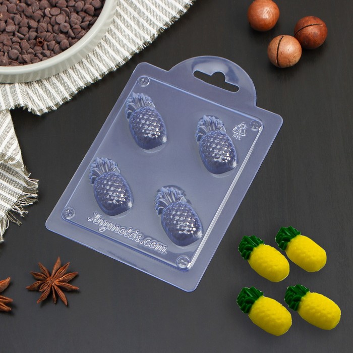 Форма для шоколада пластиковая «Ананас мини», 4,1×2,7×1,1 см, цвет прозрачный - Фото 1