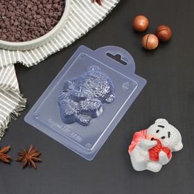 Форма для шоколада пластиковая «Плюшевый мишка с сердцем», 8,9×6,8×2,4 см, цвет прозрачный