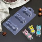 Форма для шоколада пластиковая «Семья зайчат», 9×4×2 см, 7,4×3,9×2 см, цвет прозрачный - фото 10330973