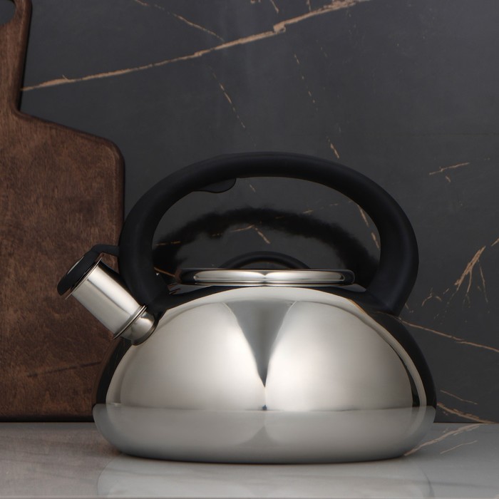 УЦЕНКА Чайник со свистком Доляна «Квант», 2.8 л, фиксированная ручка, цвет чёрный - Фото 1