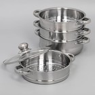 УЦЕНКА Мантоварка-пароварка Доляна «Классика», d=24 см, 4 уровня (нижний уровень 3.6 л), индукция - Фото 2