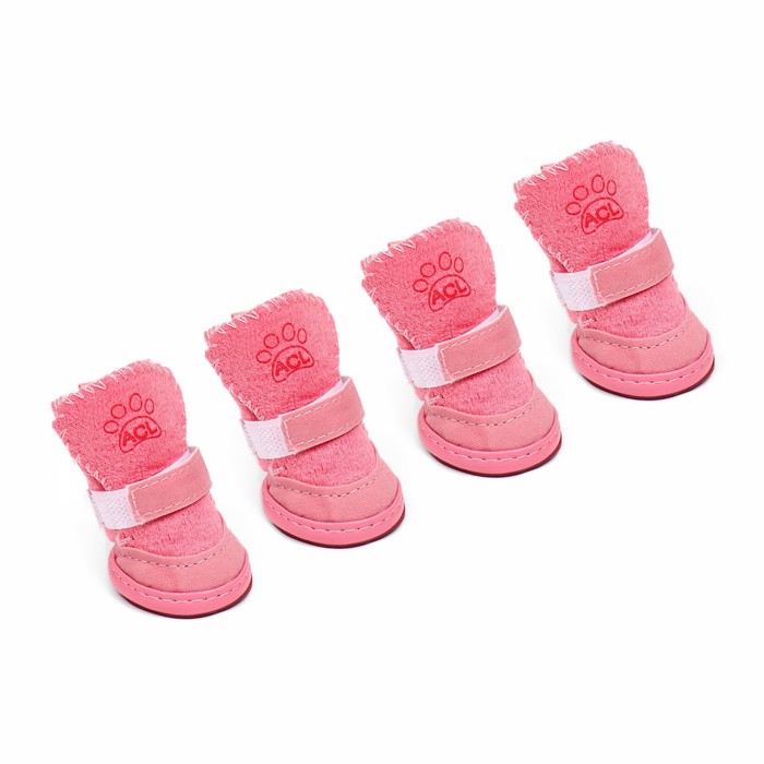 Ботинки для животных «Элеганс», набор 4 шт., размер 2 (подошва 4.5×3.7 см) розовые - Фото 1
