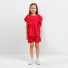 Комплект для девочки (блузка, шорты) MINAKU цвет красный, рост 98 - фото 321384099